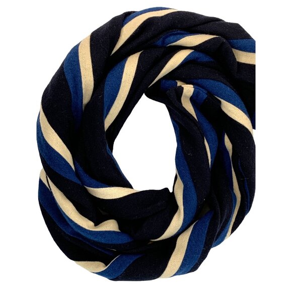 Banana Republic Stripe Wool Scarf Navy White Winter Accessory 70" x 9" 7338 - Picture 4 of 6